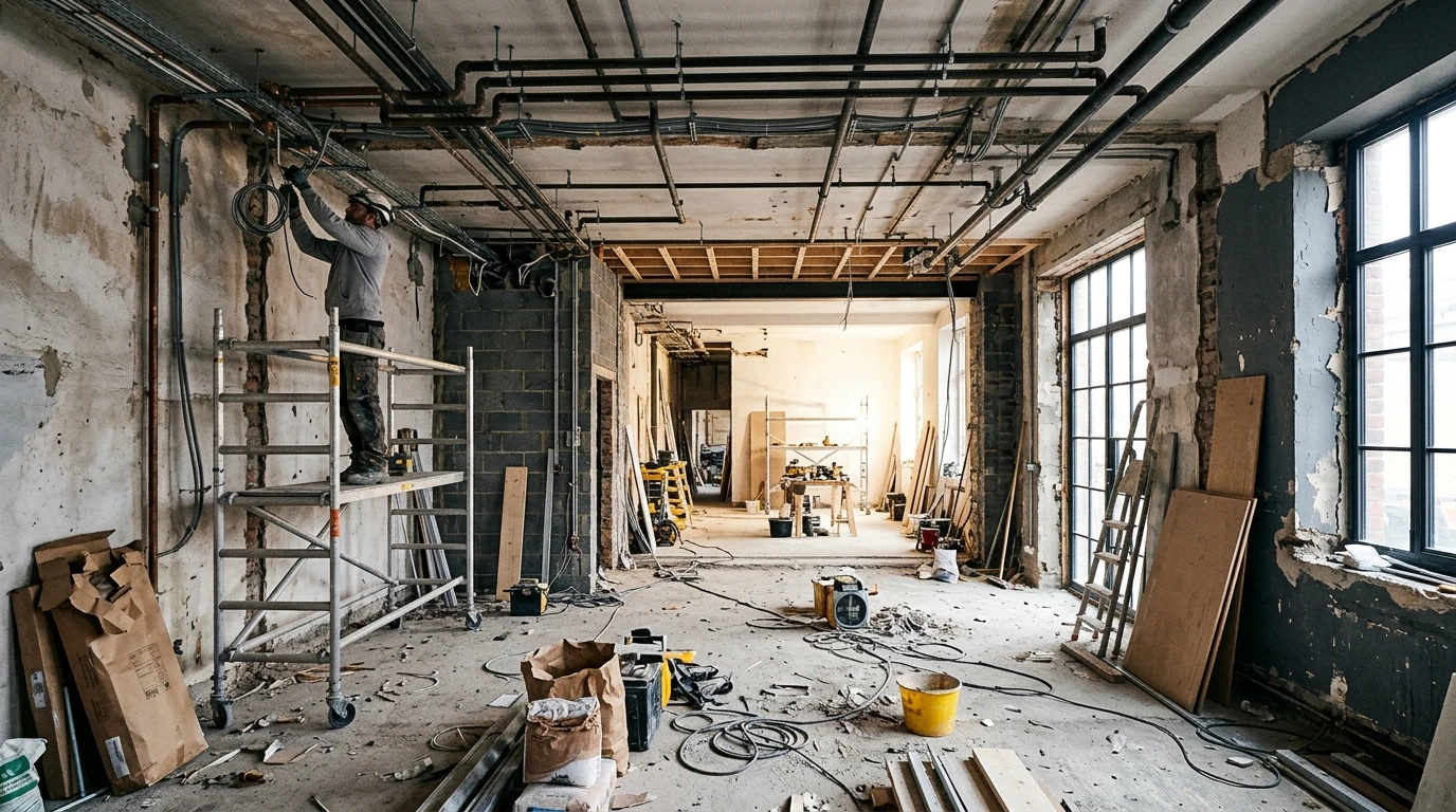 Chantier de second œuvre en cours de rénovation