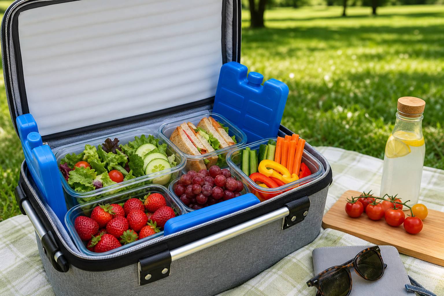 Glacière de transport avec pains de glace pour la conservation des aliments