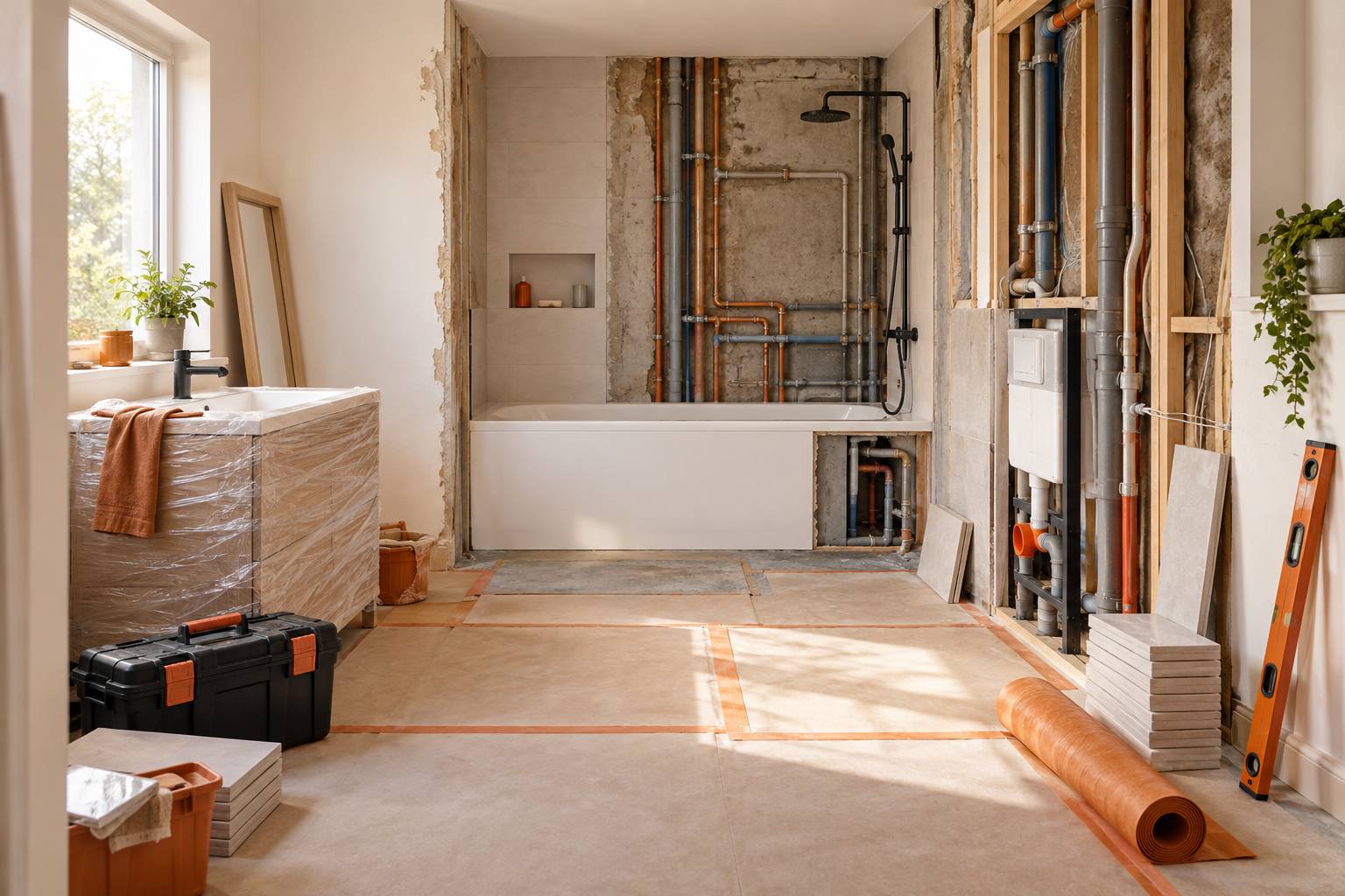 Illustration éditoriale du sujet : Rénover une salle de bain : le budget réel poste par poste